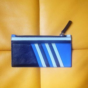 Thacker Multi-Pocket Zip Wallet, Blue & White